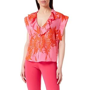 Pinko Mentuccia blouse van mousseline, bedrukt, onderhemd voor dames, Nr1_roze/rood, 32 NL