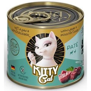 KITTY Cat Paté lam & gevogeltelever, 6 x 200 g, natvoer voor katten, graanvrij kattenvoer met taurine, zalmolie en groenlipmossel, compleet voer met een hoog vleesgehalte, Made in Germany