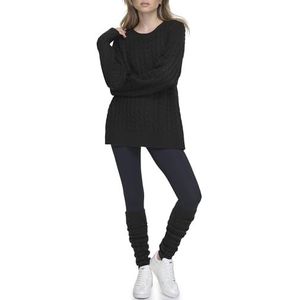 DKNY Dames Gezellige Cable Knit Sweater, Zwart, Small, zwart, S