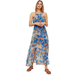 Trendyol Lacivert damesjurk, bloemenpatroon, marineblauw, 34