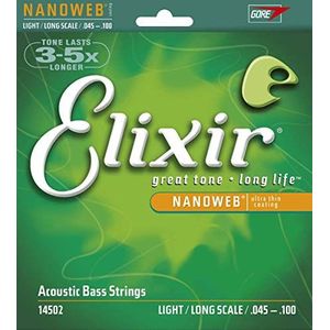 Elixir® snaren 80/20 bronzen snaren voor viersnarige akoestische basgitaar met NANOWEB®-Coating, lange nek, licht (.045-.100)