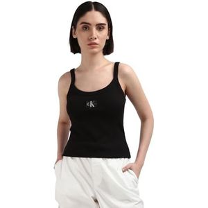 Calvin Klein Jeans Geribbelde tanktop met boothals voor dames, zwart., XS