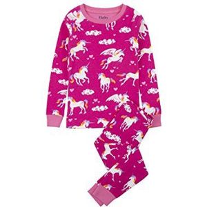 Hatley Pyjama met lange mouwen voor meisjes van biologisch katoen, Regenboog Eenhoorns, 7 jaar