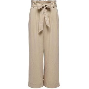 ONLY Onlmarsa Solid Paperbag Pant WVN Noos Stoffen broek voor dames, Safari/Detail:melange, M