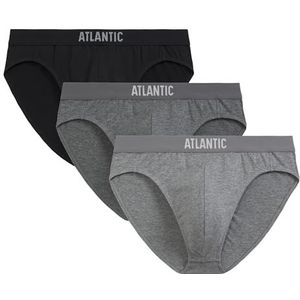 ATLANTIC UNDERWEAR Set van 3 herenslips, katoen en elastaan, sportieve snit, nauwsluitend, S-XXL, Grijs-mix, M