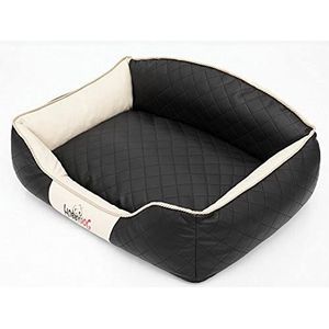 Hobbydog XL ELICZB6 hondenbed Elite 84 x 65 cm zwart met beige (6), kussens, kunstleer, XL, beige, 2,8 kg