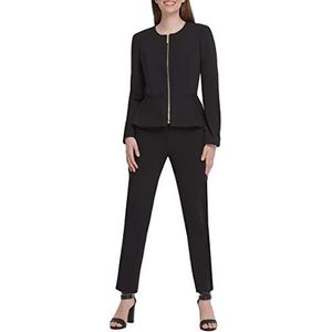 DKNY Women's Peplum Zip Front Blazer Jacket, Black/Gold, 8