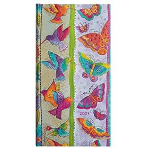 Paperblanks Delgado Kalender 12 maanden 2023 kolibries en vlinders | Horizontaal | Delgado (95 × 180 mm)