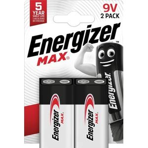 Energizer Batterijen, Max 9V blokbatterij alkaline, 2 stuks