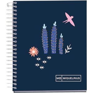 Miquelrius - A7 notitieboek, 100 vellen 70 g/m², gelinieerd horizontaal 7 mm, 4 gekleurde strepen, zonder boren, hardcover, Desert Collection