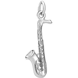 SILVEGO 925 Sterling zilveren hanger saxofoon 8 x 28 mm, Witgoud Sterling zilver Zilver, Geen steen
