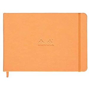 Rhodia 118178C dwars Webnotebook (ivoor, elastiek, DIN A5, 14,8 x 21 cm, gelinieerd met rand, 90 g, 96 vellen) 1 stuk, oranje