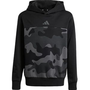 adidas Unisex niños Seasonal Essentials Camo Fleece Hoodie Juniors, black/white, 7-8 Years