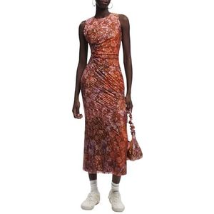 Desigual - Jurk - Karamel - Gemengde Kleuren - Aansluitende Pasvorm - Mouwloos
