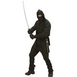 Widmann - Ninja, jas met capuchon, broek, riem, masker, arm- en beenbanden, carnaval, themafeest