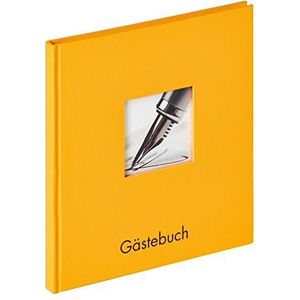 walther design gastenboek korengeel 23 x 25 cm met omslaguitsparing en reliëf, Fun GB-205-I