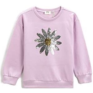 Koton Girl Flower sweatshirt met lange mouwen en ronde hals, paars (353), 6-7 Jaren