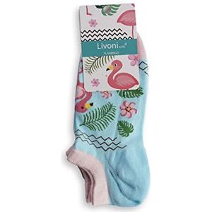 Livoni Lage sokken Flamingos 35-38, meerkleurig, S, Meerkleurig, S