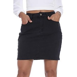 GUANYY Mini-jeansrok voor dames, casual stretch, aansluitende pasvorm, hoge taille, jeansrokken, Zwart, XXL