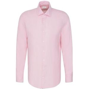 Seidensticker Zakelijk overhemd voor heren, regular fit, zacht, kentkraag, lange mouwen, 100% linnen, roze, 42