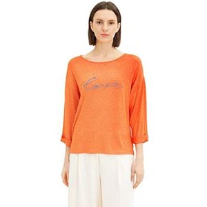 TOM TAILOR Dames T-shirt 1035465, 31140 - Fever Red Melange, XXL