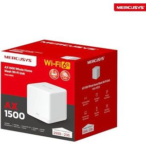 Mercusys TP-Link WiFi 6 AX1500Mbps, 3 Gigabit WAN/LAN-poorten, kinderbediening, WiFi Mesh Router en AP, aansluiting van maximaal 100 apparaten, dekking tot 230 m², Halo H60X (1 stuks)