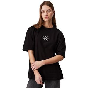 Calvin Klein Jeans Dames Monologo Boyfriend Tee S/S T-shirt, zwart., XL