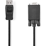 NEDIS VGA-kabel | DisplayPort-stekker | VGA-stekker | vernikkeld | maximale resolutie: 1080p | 2,00 m | rond | PVC | zwart | plastic zak