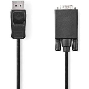 NEDIS VGA-kabel | DisplayPort-stekker | VGA-stekker | vernikkeld | maximale resolutie: 1080p | 2,00 m | rond | PVC | zwart | plastic zak
