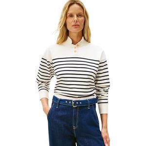 Tommy Hilfiger - Regular Fit - Damespullover - Two-tone - Katoenmix
