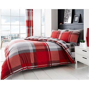 Gaveno Cavailia Luxe WAVERLY CHECK Bed Set met Dekbedovertrek en kussensloop, Polyester-katoen, rood, dubbel