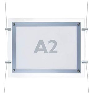 PrimeMatik A2, 670x495 mm, LED-verlicht frame met 2 kanten van polymethylmethacrylaat, voor instructieborden (LX046)