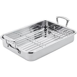 Scanpan Impact Ovenschaal, 43 x 28 cm, 4,5 l met rooster, roestvrijstalen braadpan, druppelvrije rand, voor alle warmtebronnen, inclusief inductie, ovenvast