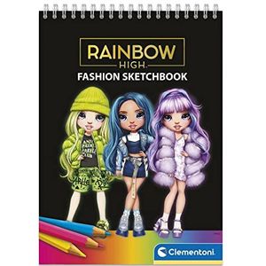 Clementoni Rainbow High-Fashion Designset, schetsboek om te schilderen, creatief spel voor meisjes van 6 jaar, gemaakt in Italië, meerkleurig, 18707