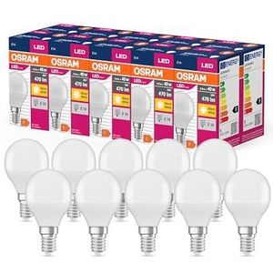 OSRAM LED STAR VALUE KLASSISK P40 LED-LAMP til E14-stik, drop Shape, FR, 470 Lumen, Warm White (2700K), udskiftning til konventionelle 40W pærer, ikke dæmpbar, 10-pack