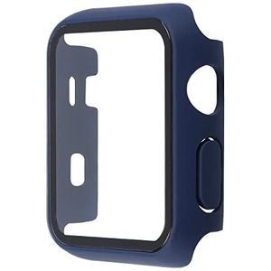 mumbi Beschermhoes met gehard glas, compatibel met Apple Watch Series 1/2/3, 42 mm hoes case in donkerblauw