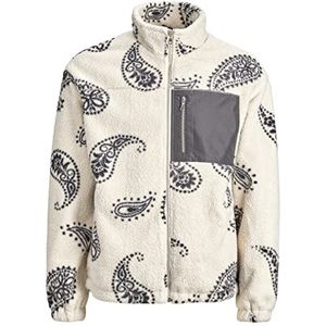 JACK & JONES Jorohio Teddy Jacket Teddyjas voor heren, Moonbeam/AOP:PAISLEY, XXL