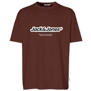 JACK & JONES JORVESTERBRO Newton Branding Tee SS CN, Brandy Brown/Print:jj, S