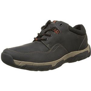 Clarks Walbeck Edge Sneakers voor heren, Zwart Zwart Weerbestendig Leer, 44 EU