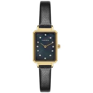 Carlheim Women's Watches Mila Petite Square 2620, Mop Black, goud, Classic
