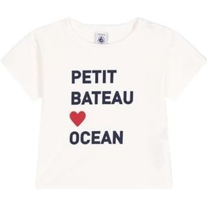 Petit Bateau T-shirt met korte mouwen voor jongens, Wit, 12 Maanden