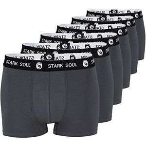 STARK SOUL Heren boxershorts, hipster in verpakking van 6 stuks, katoenen onderbroeken voor mannen in maat M-XXL (XL, 6x donkergrijs met tailleband zwart/wit)