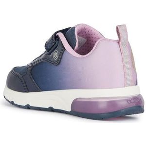 Geox J SPACECLUB Girl A Sneaker, Navy/Lavender, 32 EU, Navy Lavender, 32 EU