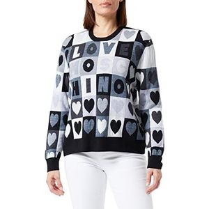 Love Moschino Dames Comfort Fit Long-Sleeved Pullover met Harten Pullover, multicuore/grijs, 38