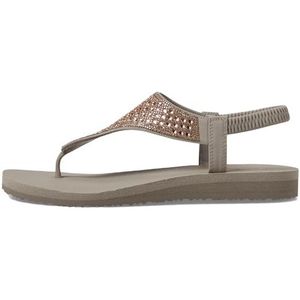 Skechers Cali Meditatie Rockstar voor dames, Taupe Mitobuck Strass Trim, 38 EU