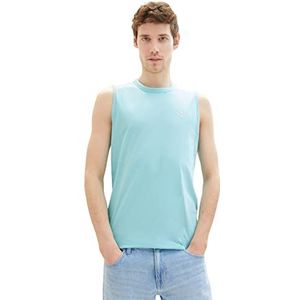 TOM TAILOR Basic tanktop voor heren met logo-print, 31046 - Blue Tibetaanse steen, XL