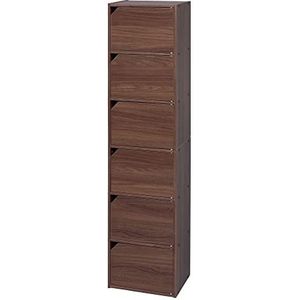 Iris Ohyama, Opbergmeubel / Kledingkast met deuren / Kledingkast met planken / Boekenkast / Kledingkast met 6 deuren, Design, modulair, kantoor, woonkamer, slaapkamer - Module Shelf - MDB-6D - bruin