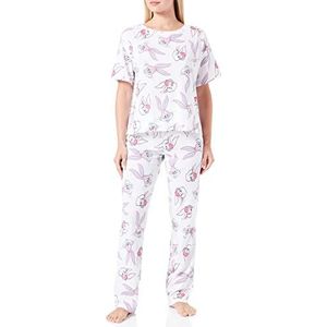 United Colors of Benetton Pig(T-shirt+pant) 3QRV3P01Y pyjama set, patroon: 63 W, XS voor dames, Patroon bodem wit 63 W, XS