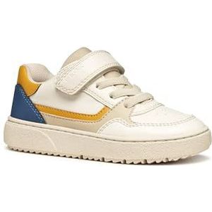 Geox J Theven Boy Sneaker, LT Ivory/DK Yellow, 27 EU, Lt Ivory Dk Yellow, 27 EU