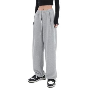 Joggingbroek met wijde pijpen voor dames, casual losse yogabroek, comfortabele loungejoggingbroek, baggy sweatbroek, zakken, Grijs, M